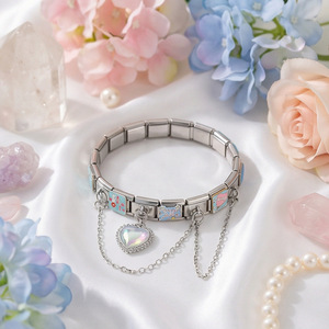 Pulsera de dijes italianos al por mayor, estilo personalizado, palabras de amor, besame, de acero inoxidable, joyería para mujer, regalo de San Valentín - Product Image 3