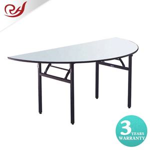 Tables pliantes blanches au design moderne, <span class=keywords><strong>demi</strong></span>-<span class=keywords><strong>lune</strong></span>, en contreplaqué, pieds en métal, tables pliantes pour hôtel, mariage, salle de banquet - Product Image 1