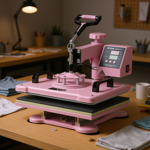 Pressa a Caldo 12x15 Pollici Semiautomatica a Piattaforma Piana per Magliette Rosa - Product Image 2