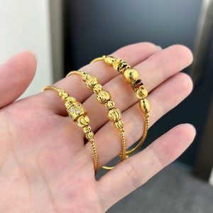 Pulsera de Cuentas Chapada en Oro de 24K para Mujer JXX con Colgante de Circonita de Colores, Accesorio de Boda, Brazalete Moderno - Product Image 2