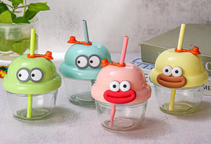 210ml simpatico cartone animato Mini bambini eco-friendly microonde Multi-colore acqua acqua paglia tazza di vetro - Product Image 5