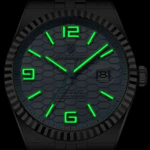 Montres POEDAGAR 839 pour hommes, luxe léger, tendance, étanches 3ATM, aiguilles lumineuses, calendrier, date, bracelet en acier inoxydable, montres à quartz - Product Image 5