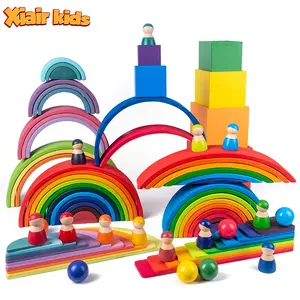 Xiair Holz Regenbogen Bausteine Spielzeug für Kinder Montessori Lernspiel zeug Holzbau steine Set Stapler Juguetes Set