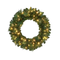Guirlande de Noël artificielle personnalisable en PVC de 30 pouces, pré-éclairée, avec aiguilles de pin mélangées, pour décoration murale de Thanksgiving