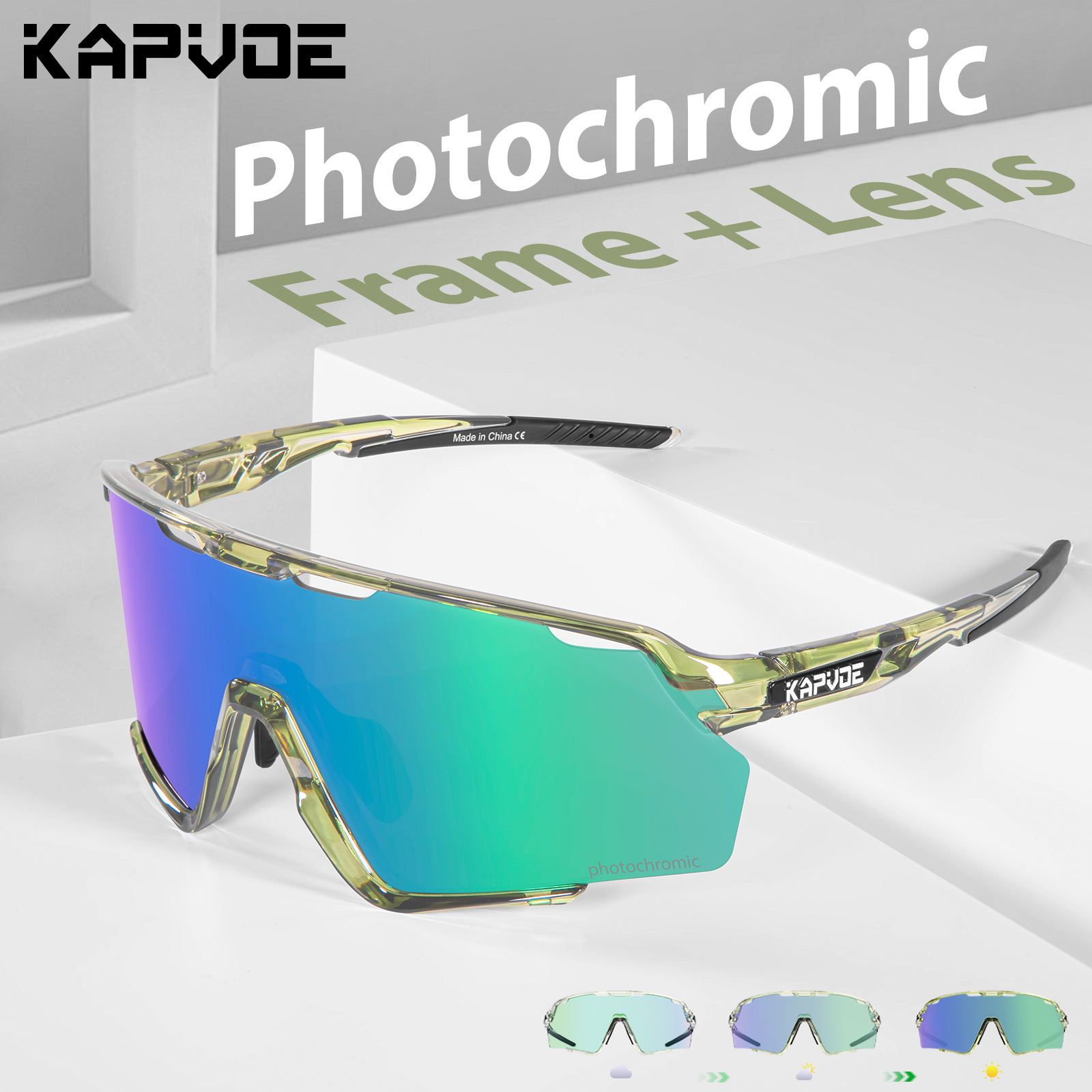 KAPVOE Sport Sunglasses Top Quality Uv 400 Sport Photochromic Lens Sunglasses Photochromic pink Frame