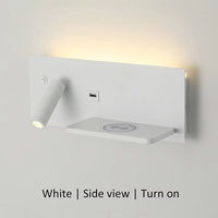 Lampe murale LED pour chambre d'hôtel avec port USB, 3W+7W, charge sans fil, lampe de lecture LED, spots, applique murale, éclairage intérieur