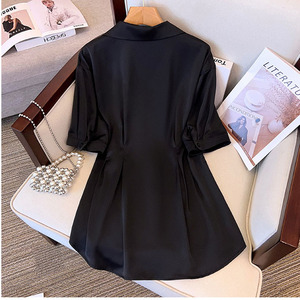 プラスサイズ<span class=keywords><strong>4xl</strong></span>ファッション女性用ボタンウエストストラップ無地フランススタイルターンダウンカラー春ブラウス女性用シャツ - Product Image 4