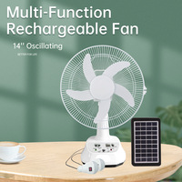 Ventilateur électrique solaire rechargeable de 12 pouces pour la maison avec panneau solaire et ampoule