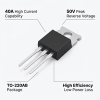 Redresseur à barrière Schottky MBR4050CT 40A 50V TO-220AB Composants d'alimentation