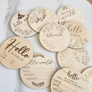 Cartes de jalons de développement pour bébé en peuplier personnalisées en gros, accessoires de photographie pour nouveau-nés en bois, décoration intérieure, annonce de <span class=keywords><strong>naissance</strong></span> pour baby shower - Product Image 5