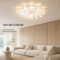 Lampu Cerdas Modern untuk Interior, Lampu Bunga Tempel Plafon, Lampu LED Kipas Plafon untuk Dapur, Kamar Tidur, Ruang Tamu, dengan Remote Control