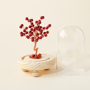 Arbre à argent <span class=keywords><strong>en</strong></span> perles de cinabre <span class=keywords><strong>en</strong></span> gros avec cloche <span class=keywords><strong>en</strong></span> <span class=keywords><strong>verre</strong></span>, ornement fait à la main, bonsaï <span class=keywords><strong>en</strong></span> cristal, base <span class=keywords><strong>en</strong></span> bois pour cadeau du Nouvel An chinois - Product Image 3