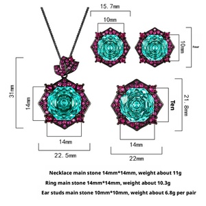 Minimalist Eco-friendly Copper Black Gold Plated 14-10MM Paraiba Zircon Geometric Necklace and <b>Earrings</b> <b>Set</b> for Women - Product Image 2