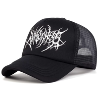 Premium hombres gótico Hip Hop Street Rap espuma malla gorra asimétrica transpirable visera Casual personaje estilo camionero sombrero