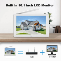 Monitor LCD de 8 canales y 10,1 pulgadas, kit de cámara de seguridad inalámbrica WIFI, visión nocturna IR, detección de movimiento IP66, sistema de vigilancia para el hogar