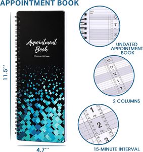 Libro degli appuntamenti del salone-11.5 "X 4.7", 2 colonne, senza data, 6-ore 9, rilegatura a doppio filo, 200 pagine, parrucchiere-nero - Product Image 5