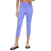 Legging de sport en nylon doux avec logo personnalisé, coupe en V, pour fitness et yoga, effet ventre plat, rehaussement des fesses et des hanches, avec cordon de serrage à taille haute