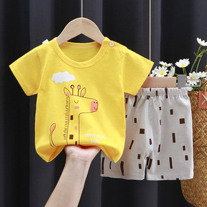 Conjuntos de Pijamas de Verano para Niños de Alta Calidad, Conjunto de 2 Piezas de Algodón Fino, Pijamas Casuales de Manga Corta para Unisex - Product Image 4