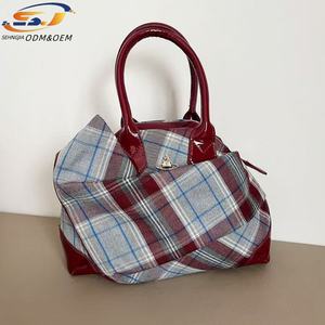 Bolso de Bolos Retro a Cuadros Rojos Vintage 2025, Nuevo Bolso Casual de Hombro Único y <span class=keywords><strong>Bandolera</strong></span> - Product Image 1