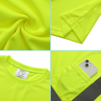 T-shirt d'été à manches courtes haute visibilité, fluorescent, réfléchissant et respirant, uniforme de travail extérieur pour la construction, certifié CE