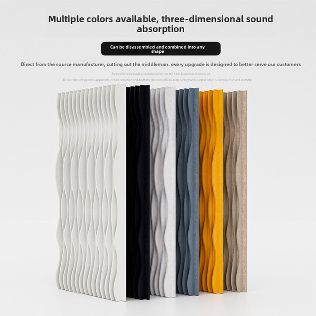 3D Wave-Shaped Soundproof Panels Sound-Absorbing Removable Detachable for Bedrooms Hotels Home Use