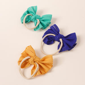 Ensemble de bandeaux à œillets et nœuds en nylon élastique pour enfants, accessoires de coiffure pour la plage - Product Image 3