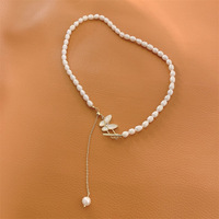 Collier ras du cou en perles d'eau douce naturelles pour femmes, breloque, chaîne en or 18k, pendentif en perles, collier papillon, nouvel arrivage