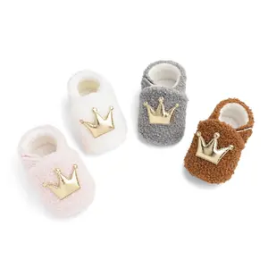 0-1 age Crown style Lamb wool Baby toddler shoes Infant shoes cotton boots for kids