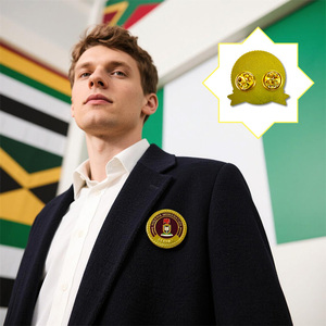 Nhà Máy Tùy Chỉnh Nigeria Biểu Tượng Men Kim Loại Đỉnh Phù Hiệu Mạ Vàng Chuỗi Ve Áo Pins Epoxy Pinback Set Cho Chính Thức Đồng Phục Phụ Kiện - Product Image 5