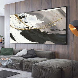 Peintures à l'huile minimalistes ondulées, art contemporain sur toile, peinture à l'huile abstraite Wabi Sabi, décoration intérieure - Product Image 4
