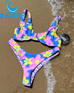 Bikini taglie forti personalizzato costume da bagno donna donna con stampa tropicale Bikini Push-up per ragazza paffuta - Product Image 4