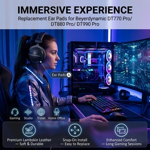 Coussinets d'oreille de remplacement <span class=keywords><strong>DT990</strong></span> pour Beyerdynamic DT770 Pro/DT880 Pro/<span class=keywords><strong>DT990</strong></span> Pro, pièces de rechange confortables pour casque à isolation phonique - Product Image 5