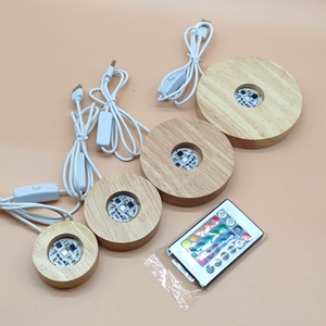 <b>LED</b> Nightlight Wood Base Stand 3D Crystal Wireless Wooden Base with Sensor Control Night <b>Light</b> - Product Image 5