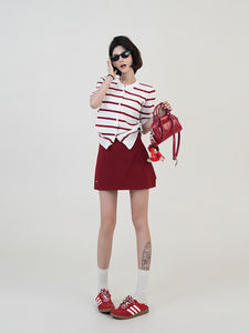 <span class=keywords><strong>Falda</strong></span> Corta Roja <span class=keywords><strong>de</strong></span> Cintura Alta con Abertura para Mujer, Estilo Coreano Nuevo <span class=keywords><strong>de</strong></span> Verano, Diseño Ajustado a la Cadera, <span class=keywords><strong>Falda</strong></span> Corta en Línea A - Product Image 5