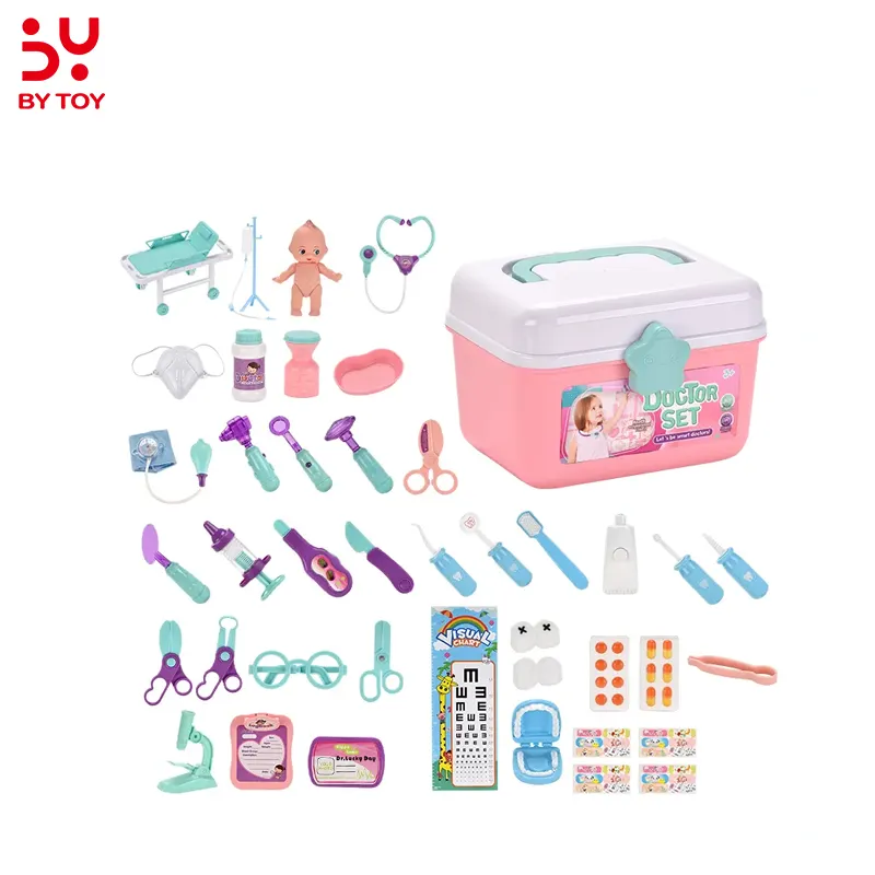 光と音の子供の歯科医のロールプレイングおもちゃリトルドクターおもちゃセットふり遊び人形ケア収納ボックス