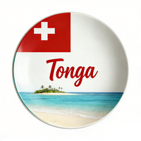 Assiette en céramique ronde à thème créatif Kiribati, Tuvalu, Samoa, Îles Fidji, Tonga, Nouvelle-Calédonie, design personnalisé
