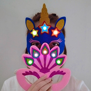 Venta al por mayor lindo LED <span class=keywords><strong>unicornio</strong></span> Halloween máscara última fiesta iluminada EVA PVC máscara con intermitente Rave para niños para Navidad - Product Image 6