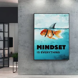 Toile d'art mural moderne imprimé, décoration de maison, silhouette de requin, image de poisson, affiche nordique de motivation pour salon