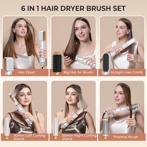 Sèche-cheveux ionique professionnel 7 pouces haute vitesse avec brosse chauffante et peigne, multi-styler, interface en français - Product Image 6