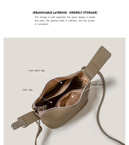 Nouveauté Design Élégant Petit <span class=keywords><strong>Sac</strong></span> Bandoulière pour Femmes de Luxe en Cuir Véritable avec Fermeture Éclair, Forme Carrée 3L+ - Product Image 6