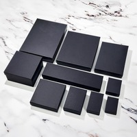 Caja de regalo/joyería de cartón kraft con almohadilla de algodón y tapa - negro mate, personalizable bajo pedido