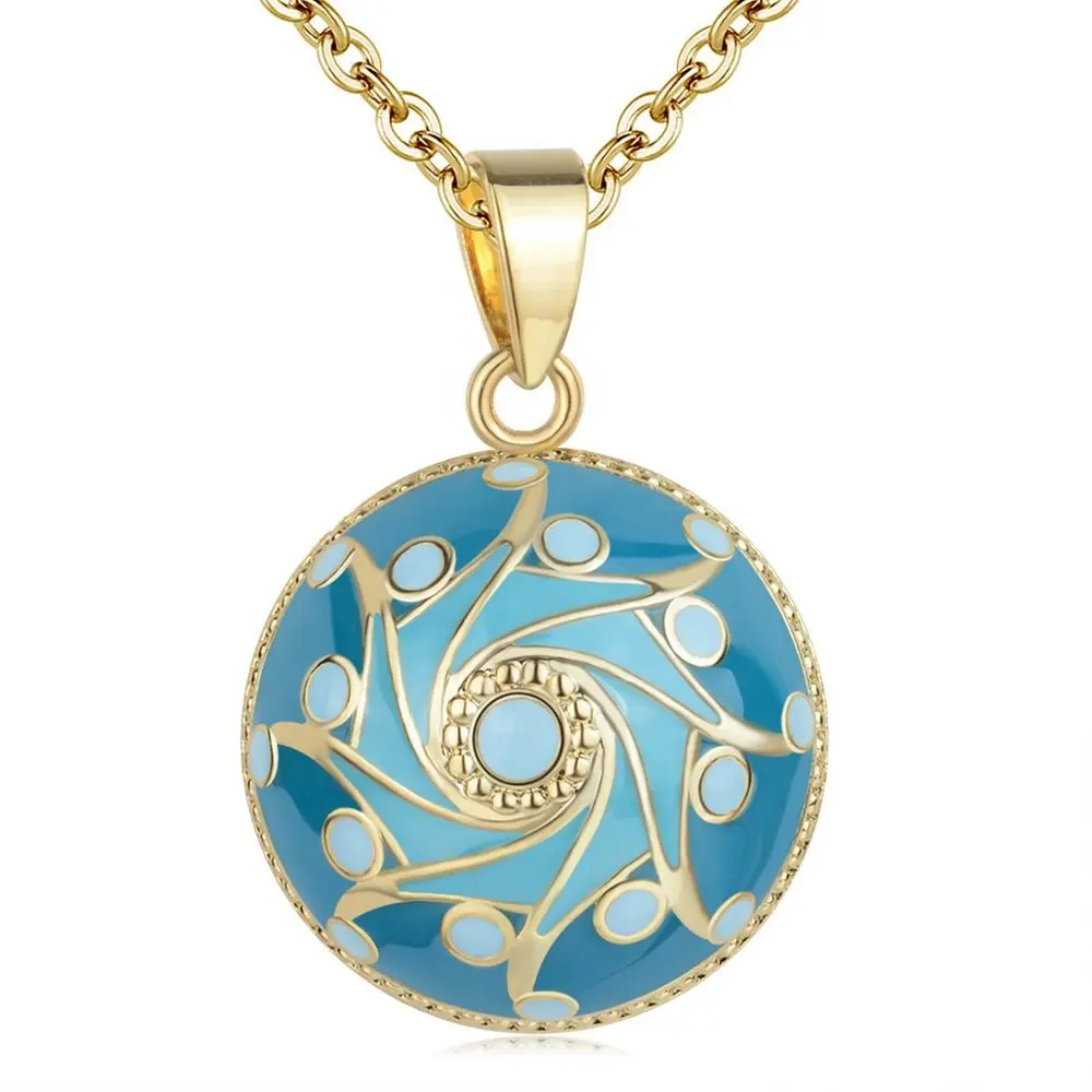 Enamel colorful Pattern blue Harmony Bola Ball Crystal Angel Caller Pendant