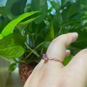 Bague solitaire en argent sterling 925 avec améthyste africaine, bijoux de fiançailles pour femmes, pour mariage et fête - Product Image 6