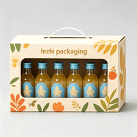 Cajas de Cartón para Botellas de Bebidas Personalizadas, Caja de Cartón para Envasado de Jugos de Frutas, Cajas Corrugadas con Asa y Ventana Transparente