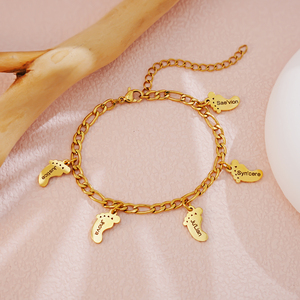 Personalized Name Engraving Baby Footprint Charm Bracelets for <strong>Sister</strong> Family <strong>Gift</strong> Grandma Mother's Birthday Jewelry <strong>Gift</strong> - Product Image 1
