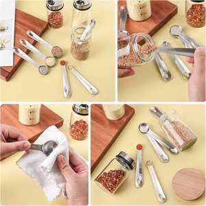 New 18/8 Stainless Steel Set of 6 Piece <b>Measuring</b> <b>Spoons</b> for Dry & Liquid - Product Image 5