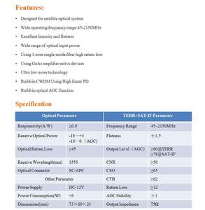 Convertitore da <span class=keywords><strong>Fibra</strong></span> a RF 1550nm 47-2150MHz Micro Ricevitore Ottico Nodo FTTH per CATV+SAT-IF Satellite - Product Image 4