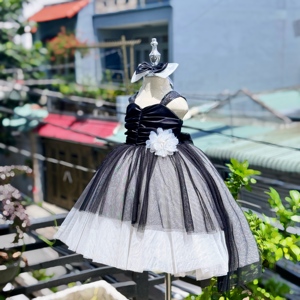 Công Chúa Ăn Mặc Cho Cô Gái Lớn loe Màu Đen Trắng Vòng Phong Cách Ánh Sáng Đuôi Hoa Eo Trang Trí Tùy Chỉnh Odm Cho Trẻ Em - Product Image 2