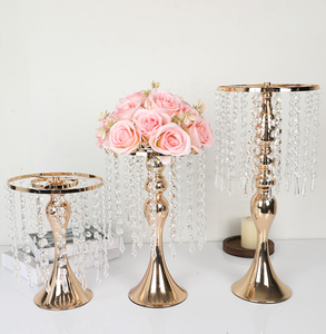 Support de centre de table en cristal européen, bougeoir en métal pour fleurs, décoration de table pour mariage et fête - Product Image 2