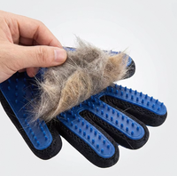 Nouvelle paire de gants multifonctionnels bleus améliorés pour animaux de compagnie, pour l'élimination des poils, le massage et le démêlage double face, en matériau ABS